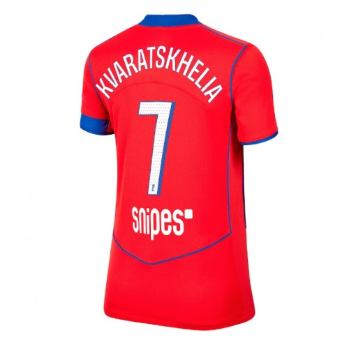 Stroje piłkarskie Paris Saint-Germain Khvicha Kvaratskhelia #7 Koszulka Trzeciej dla damskie 2025-26 Krótki Rękaw
